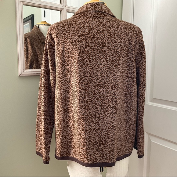 KIM ROGERS, ANIMAL PRINT LEOPARD JACKET WITH FRONT ZIPPER, SIZE: XL - Picture 3 of 11